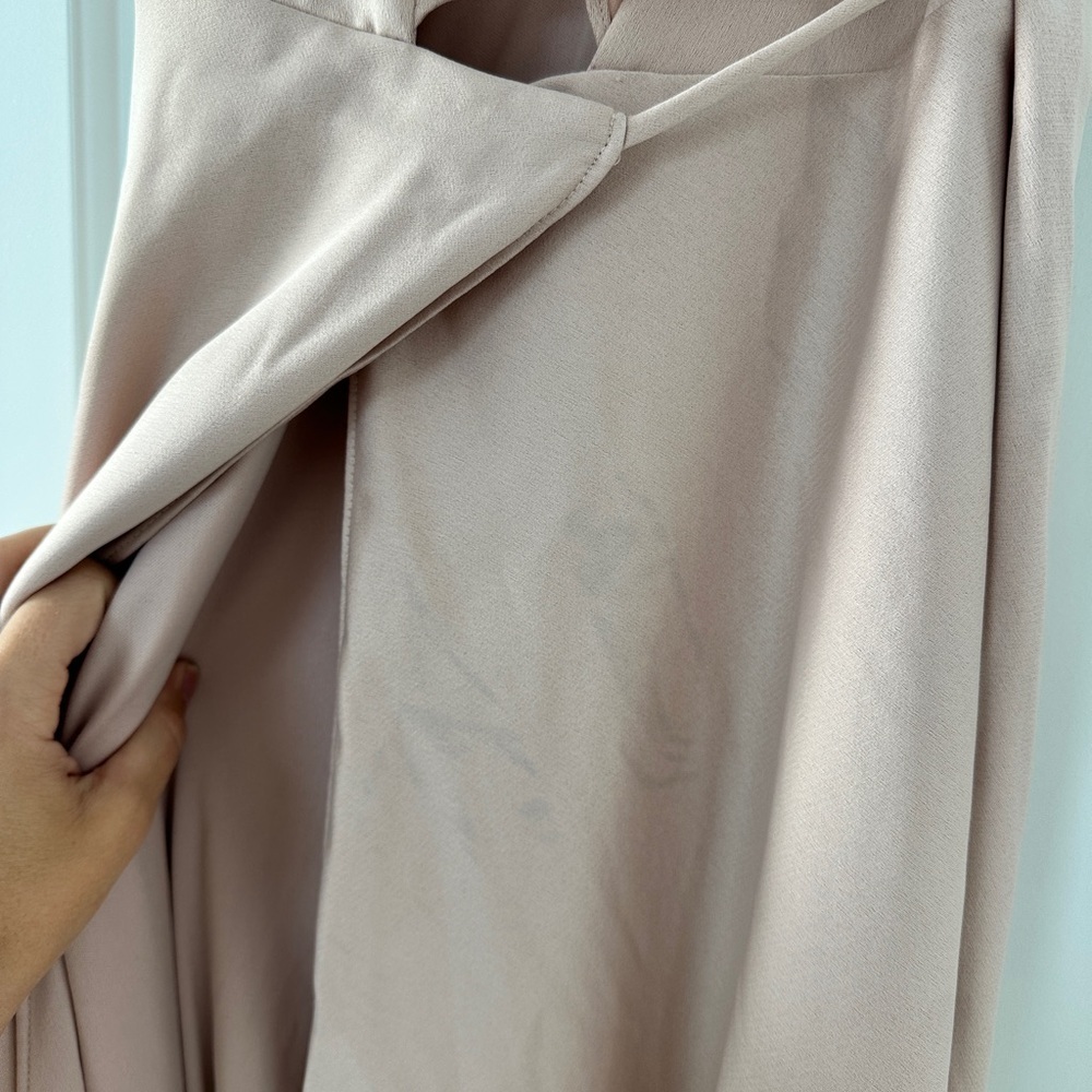 BHLDN Anthropologie Nude Pink Tansy Satin Charmeuse Ruffle Maxi Dress - Picture 8 of 10